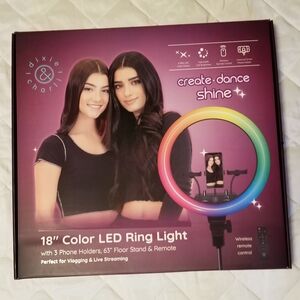 18" Color LED Ring Light with Remote - Black